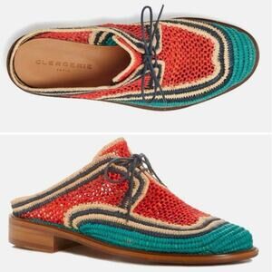 Clergerie Jaly Mule Shoes In Hibiscus Raffia